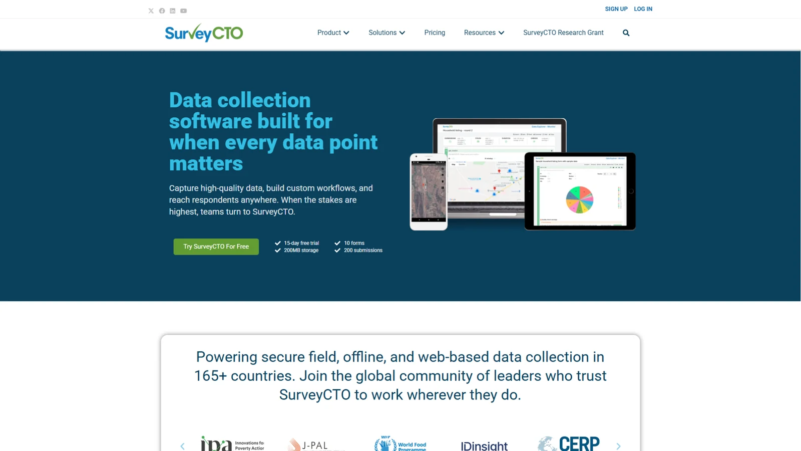 SurveyCTO data collection product page
