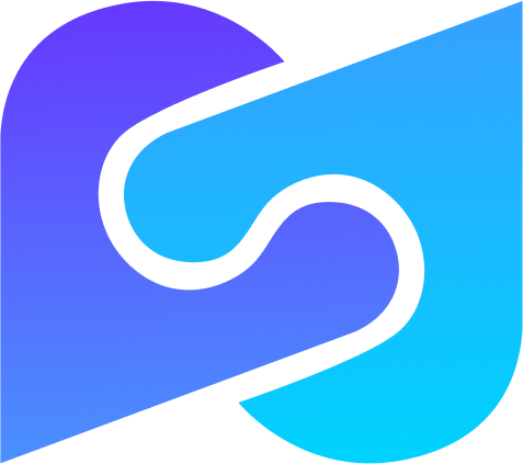 Surve-R logo featuring a stylized letter S formed by intersecting purple and cyan rounded geometric shapes separated by a white curved line.
