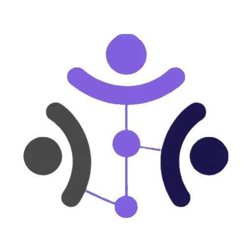 People-R logo featuring three stylized human figures interconnected by purple nodes and lines.